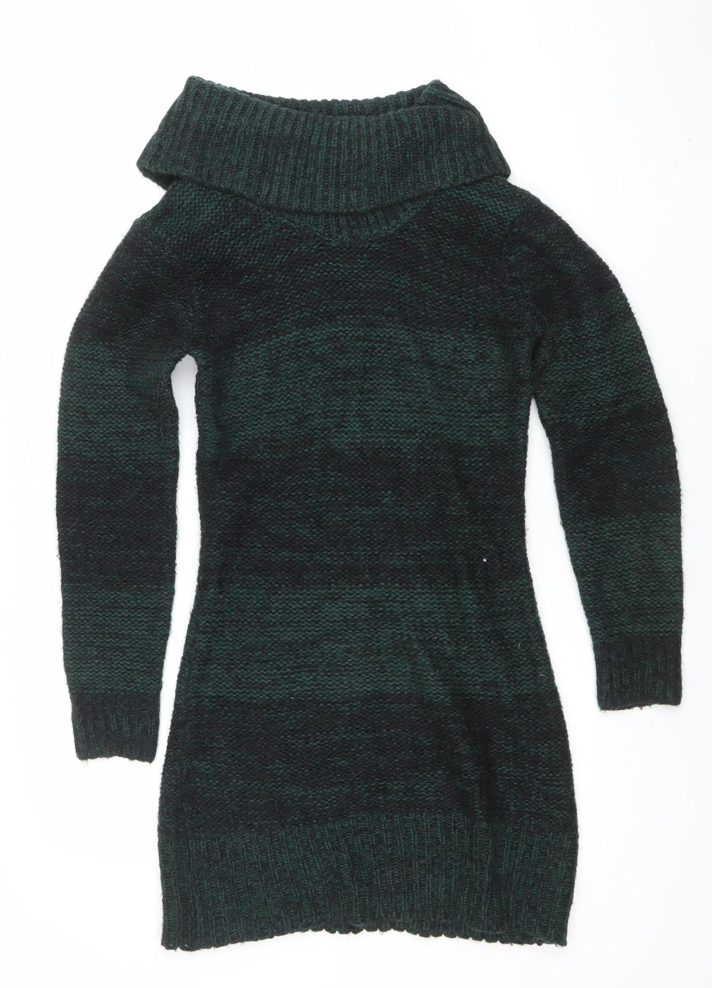 Initial Womens Green Roll Neck Chunky Knit Long Sleeve Jumper M