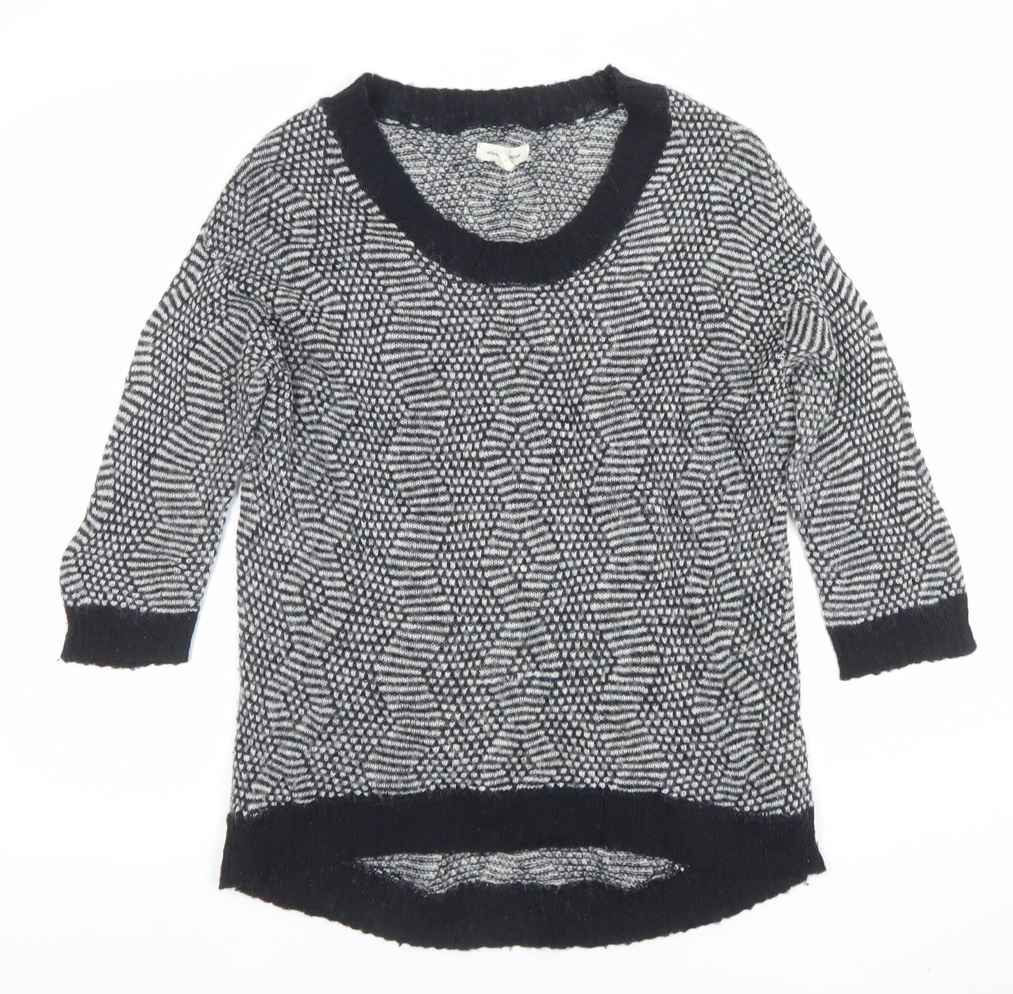 Silence + Noise Women's Black Geometric Knit Pullover Jumper Size S