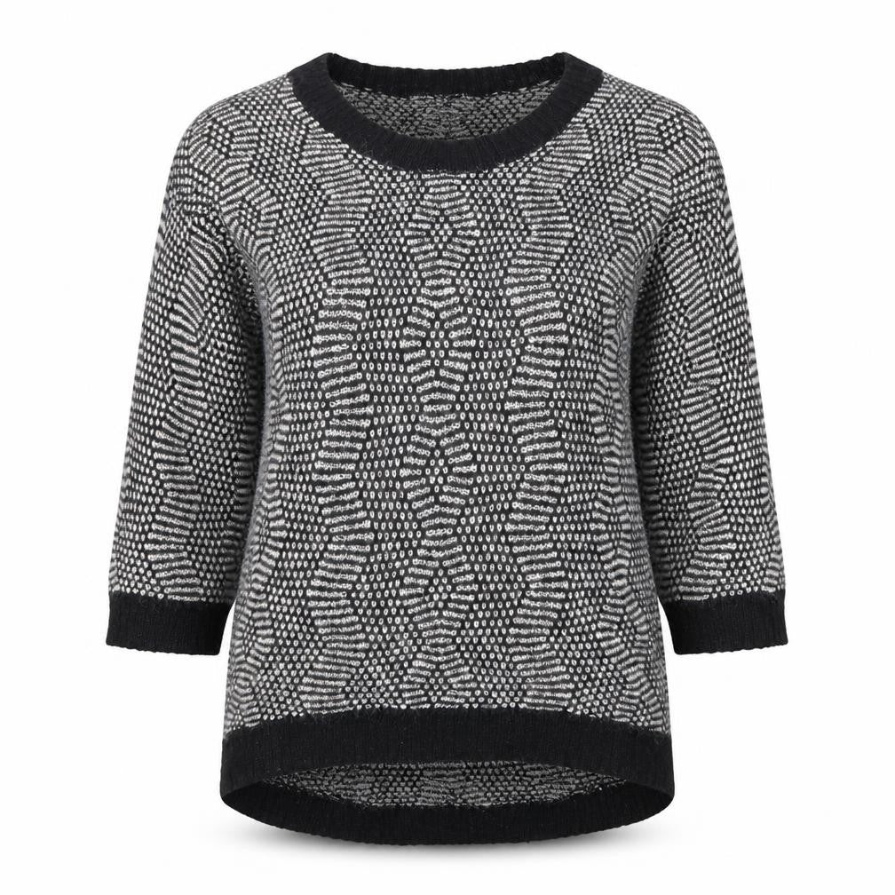 Silence + Noise Women's Black Geometric Knit Pullover Jumper Size S