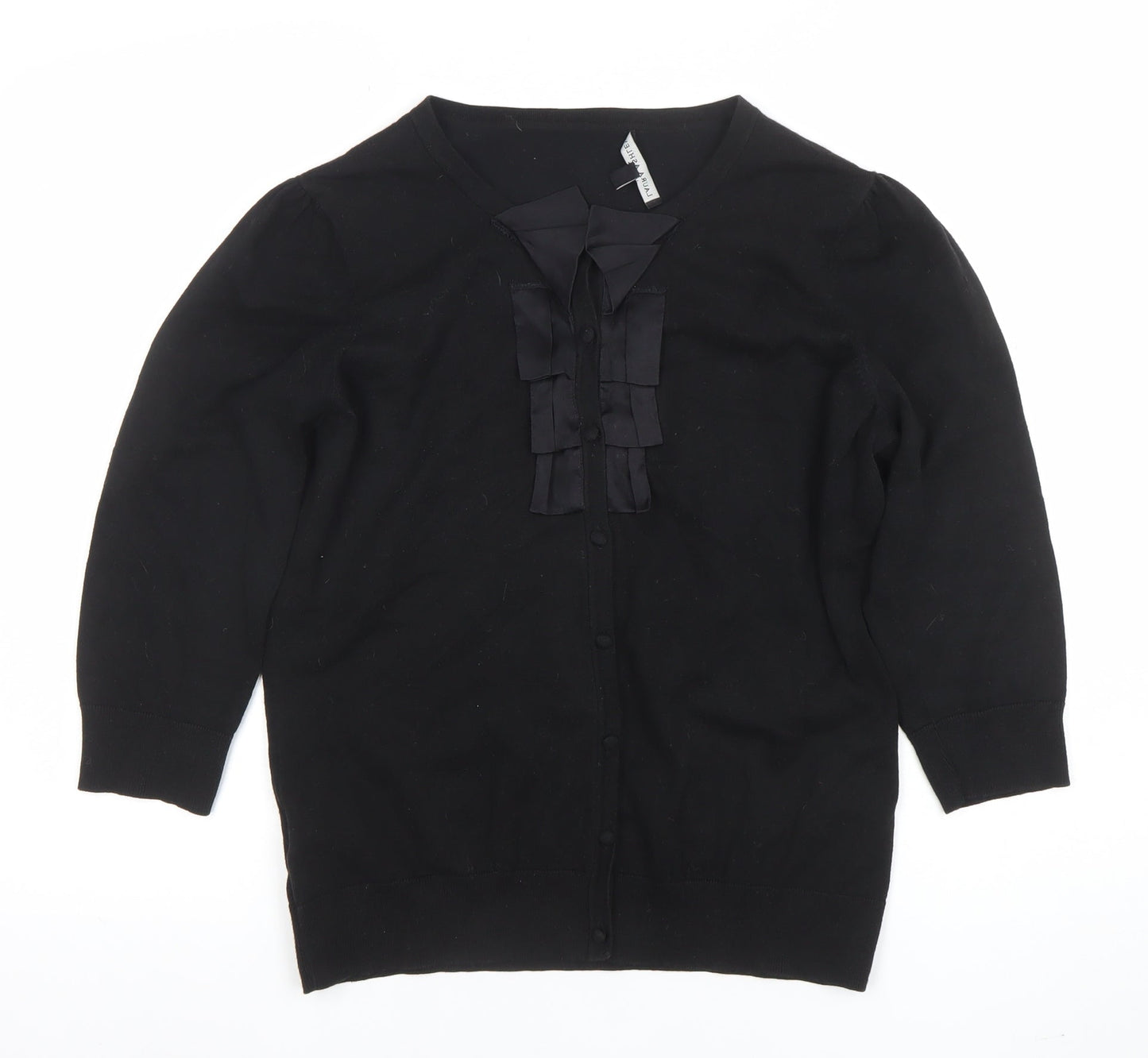 Laura Ashley Women's Black Knit Bow Detail Blouse UK 16