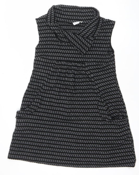 Apricot Women Black Grey Cowl Neck Sleeveless Tunic Jumper L