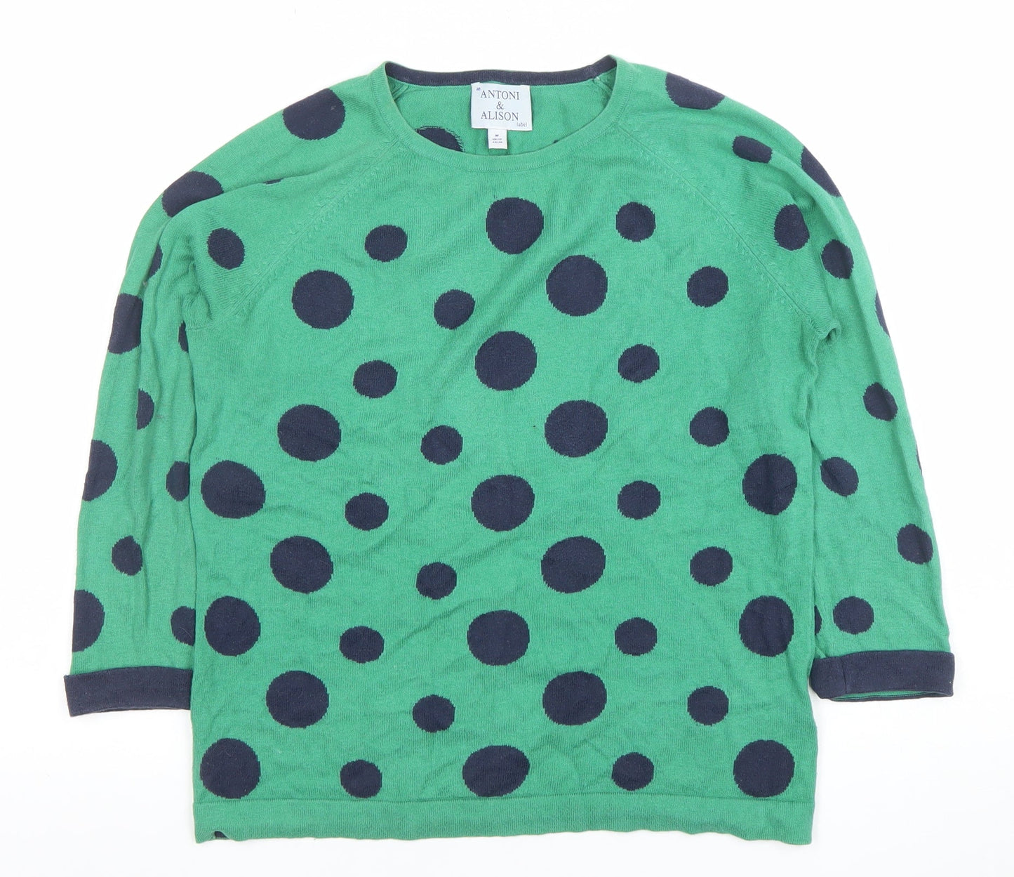 Antoni & Alison Women's Green Polka Dot Cotton Jumper Size 12