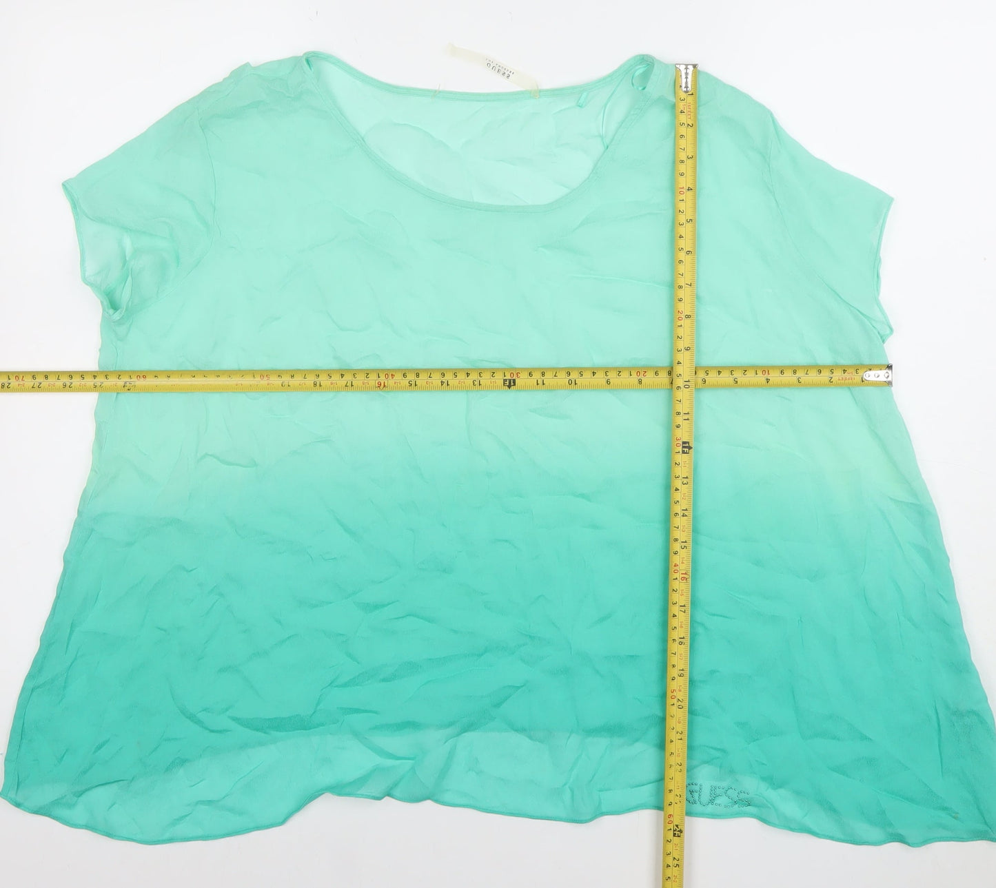 Guess Women Green Chiffon Short Sleeve Blouse Size S