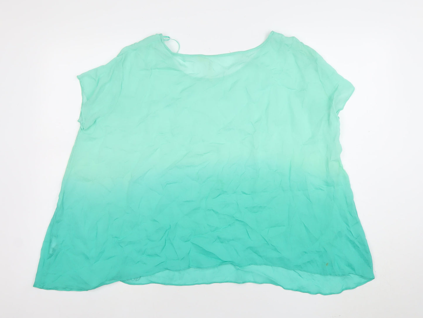 Guess Women Green Chiffon Short Sleeve Blouse Size S