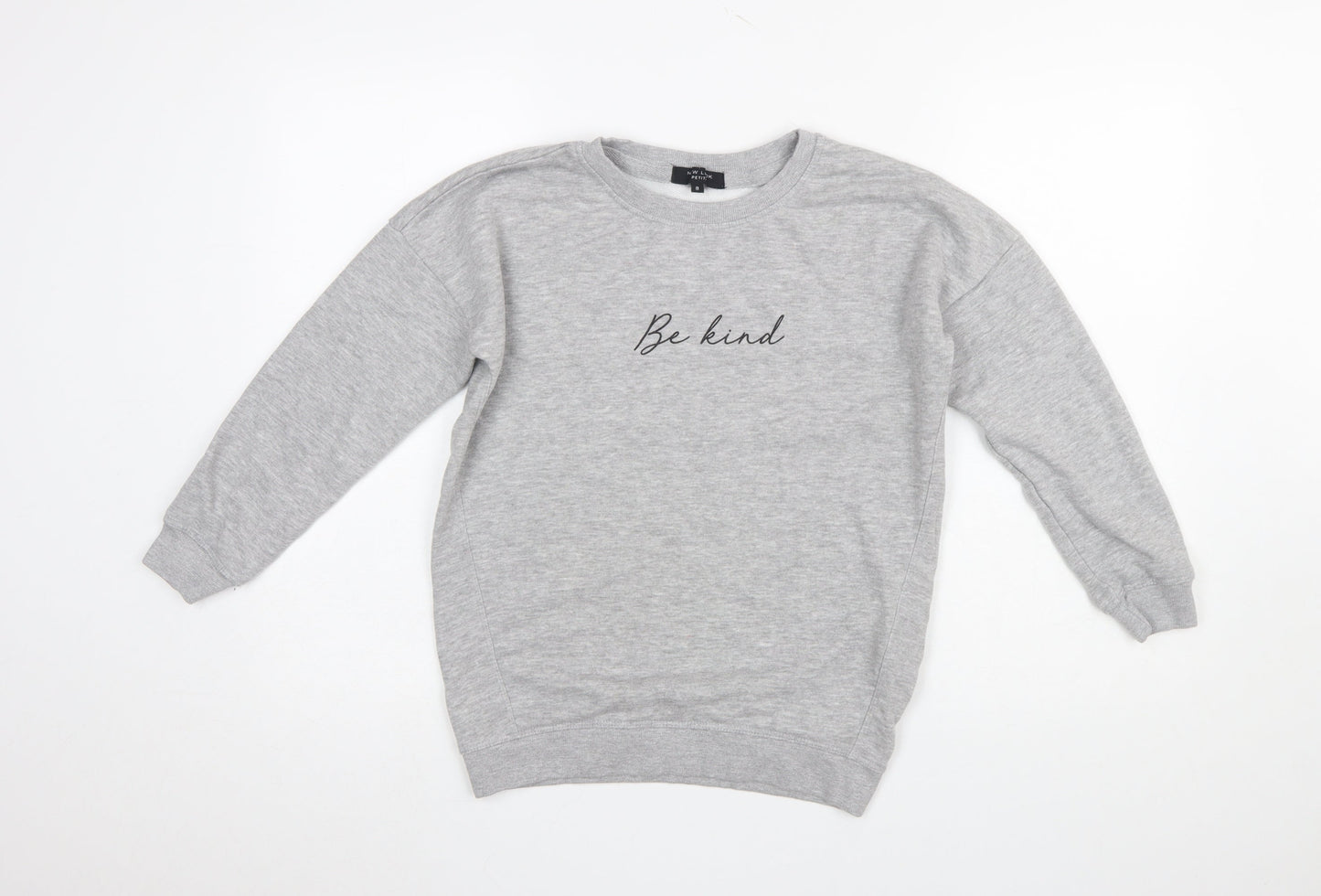 New Look Petite Women's Grey Be Kind Pullover Sweatshirt UK 8
