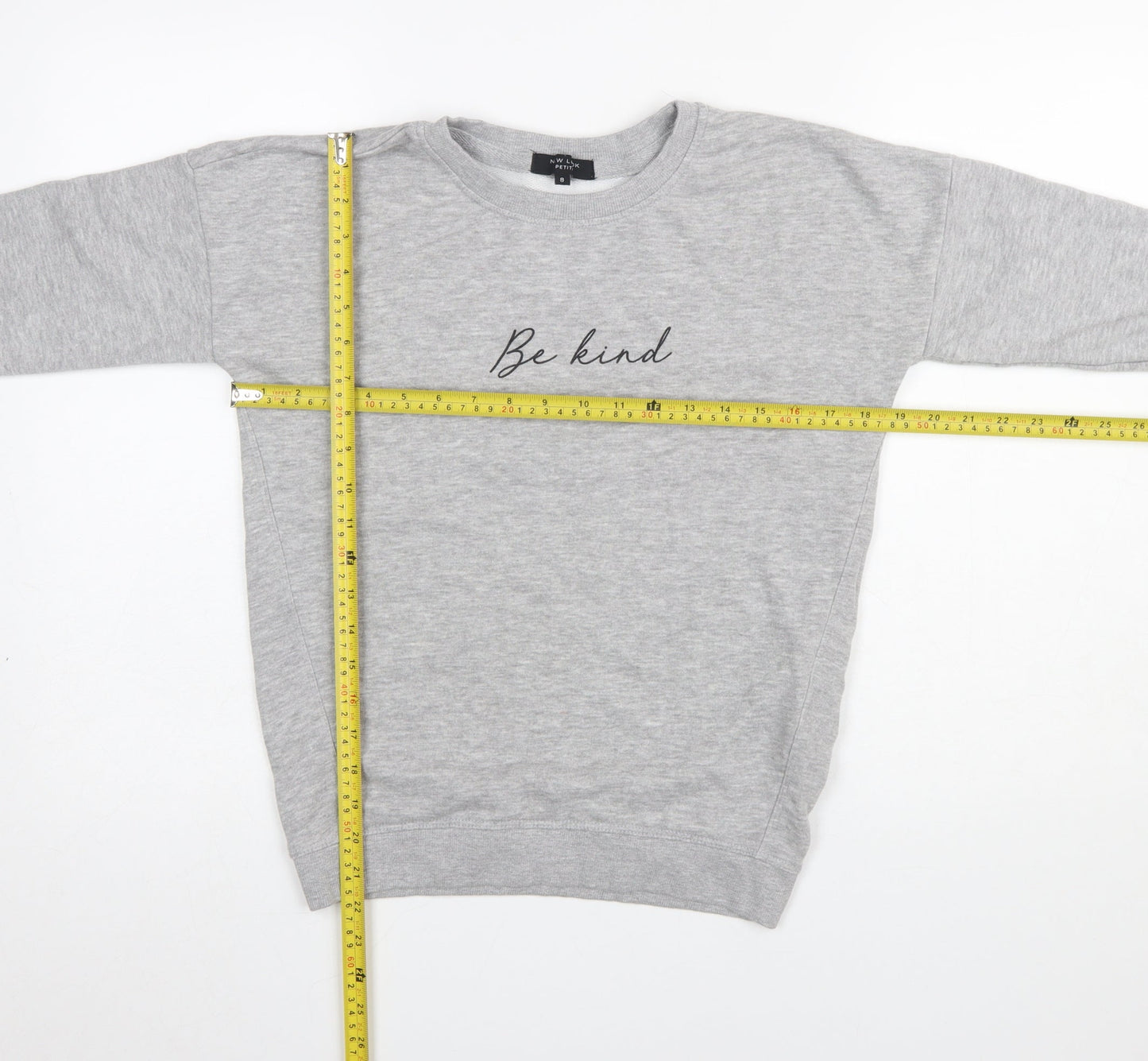 New Look Petite Women's Grey Be Kind Pullover Sweatshirt UK 8