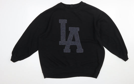 H&M Womens Black LA Pullover Sweatshirt Medium Relaxed Fit