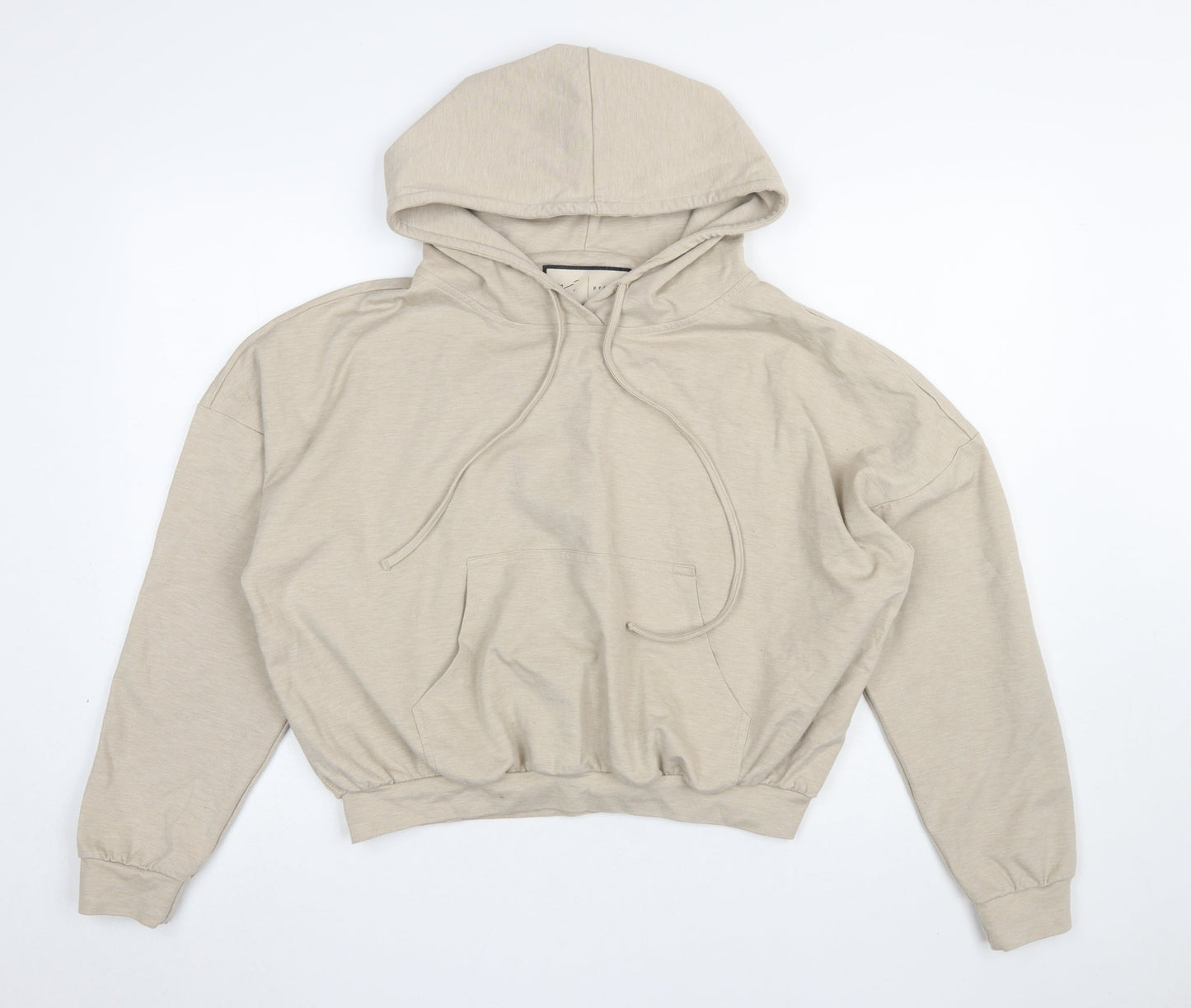 Prévu Women Beige Pullover Hoodie Size 8 Relaxed Fit Cotton Blend