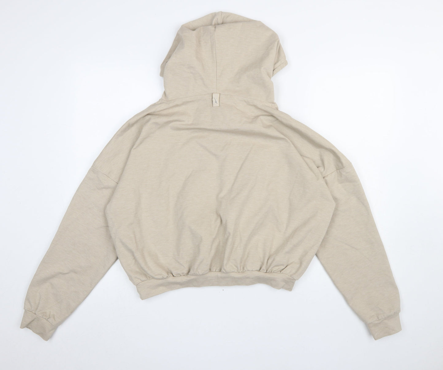 Prévu Women Beige Pullover Hoodie Size 8 Relaxed Fit Cotton Blend