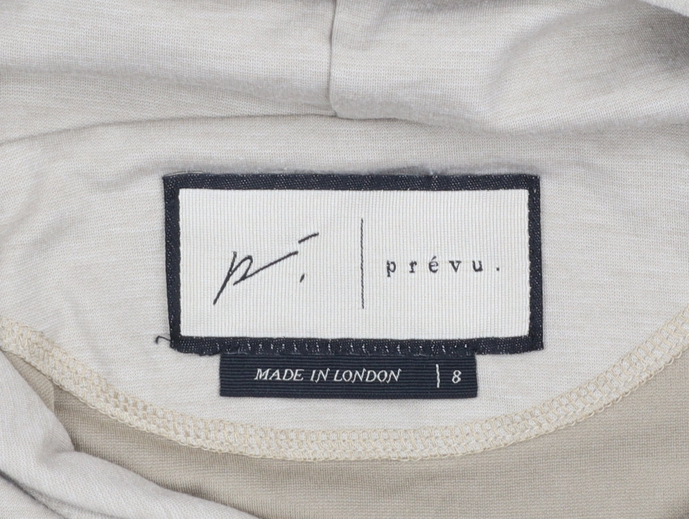 Prévu Women Beige Pullover Hoodie Size 8 Relaxed Fit Cotton Blend