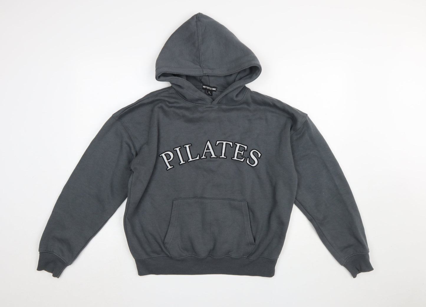 PrettyLittleThing Women’s Grey Pullover Hoodie XS Pilates Print