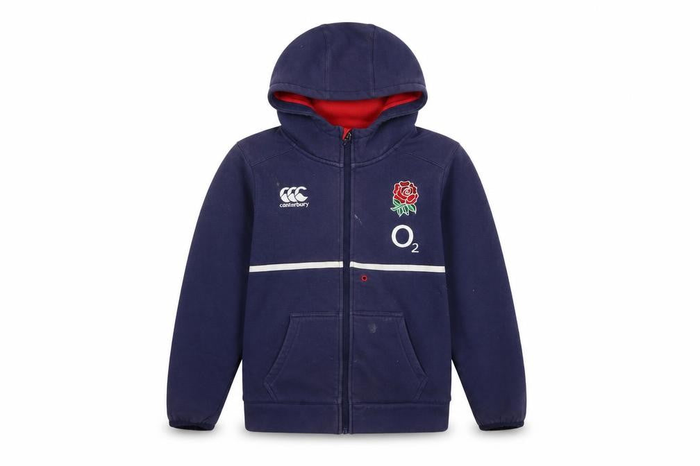 Canterbury Boys Navy Full Zip Hoodie 10 Years England Rugby O2 Logo