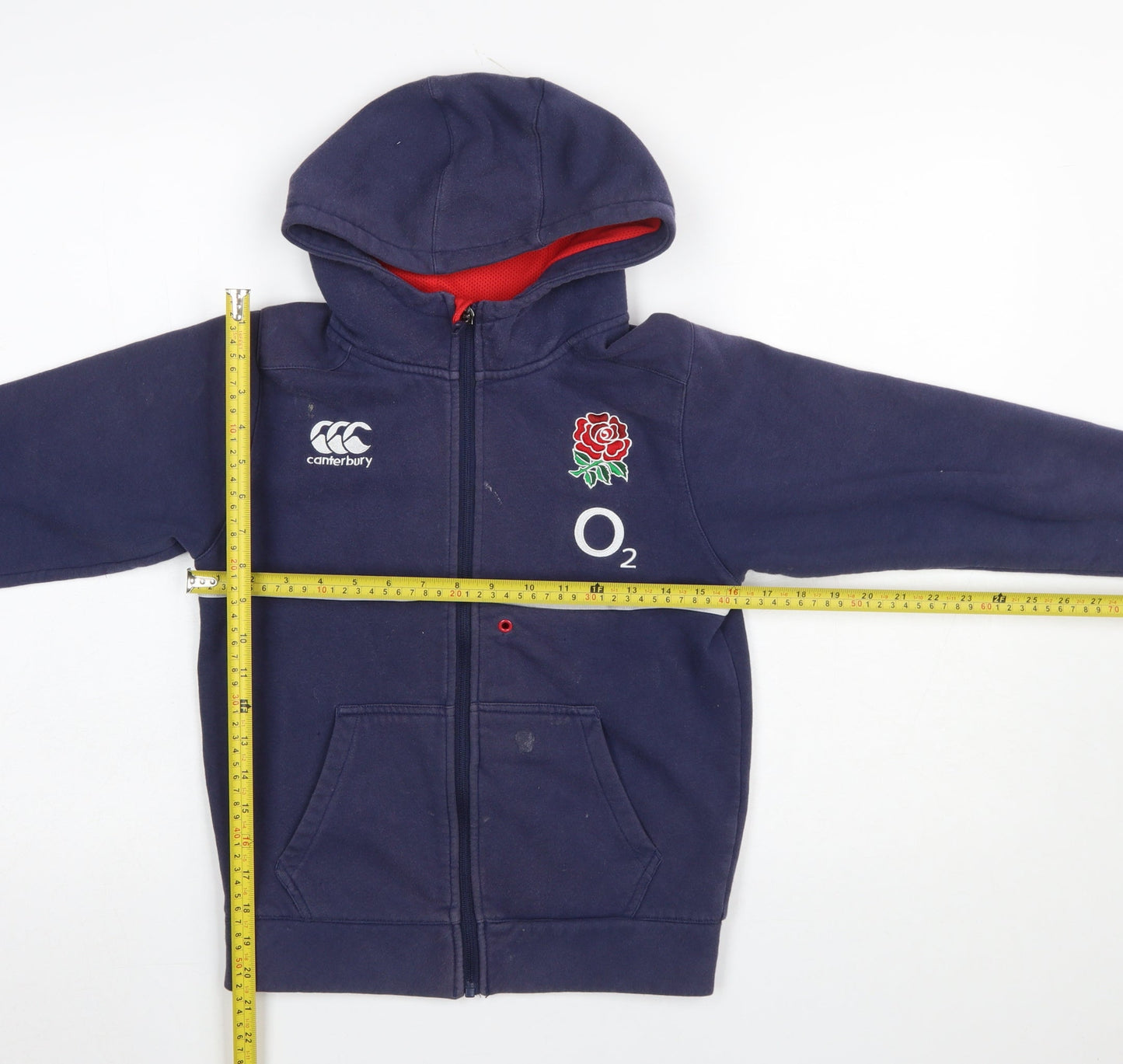 Canterbury Boys Navy Full Zip Hoodie 10 Years England Rugby O2 Logo