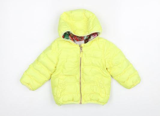 Next Unisex Baby Yellow Puffer Jacket 12-18 Months Hooded Winter Coat