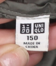 Uniqlo Boys Blue Green Hooded Puffer Jacket 11-12 Years Polyester Down