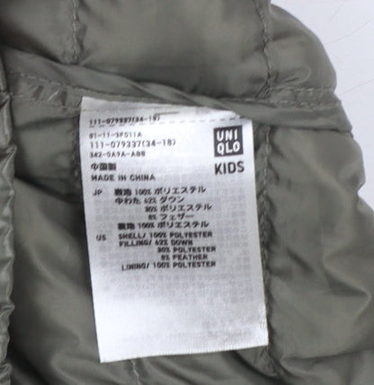 Additional view of Uniqlo boys’ blue green hooded puffer jacket 11-12 years polyester down