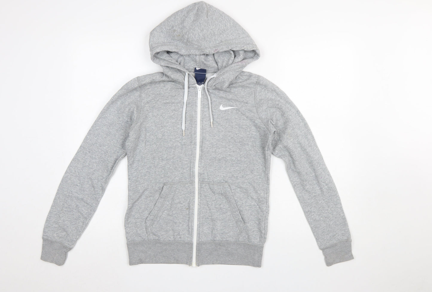 Nike Women's Grey Full Zip Hoodie S Cotton Blend Sportswear