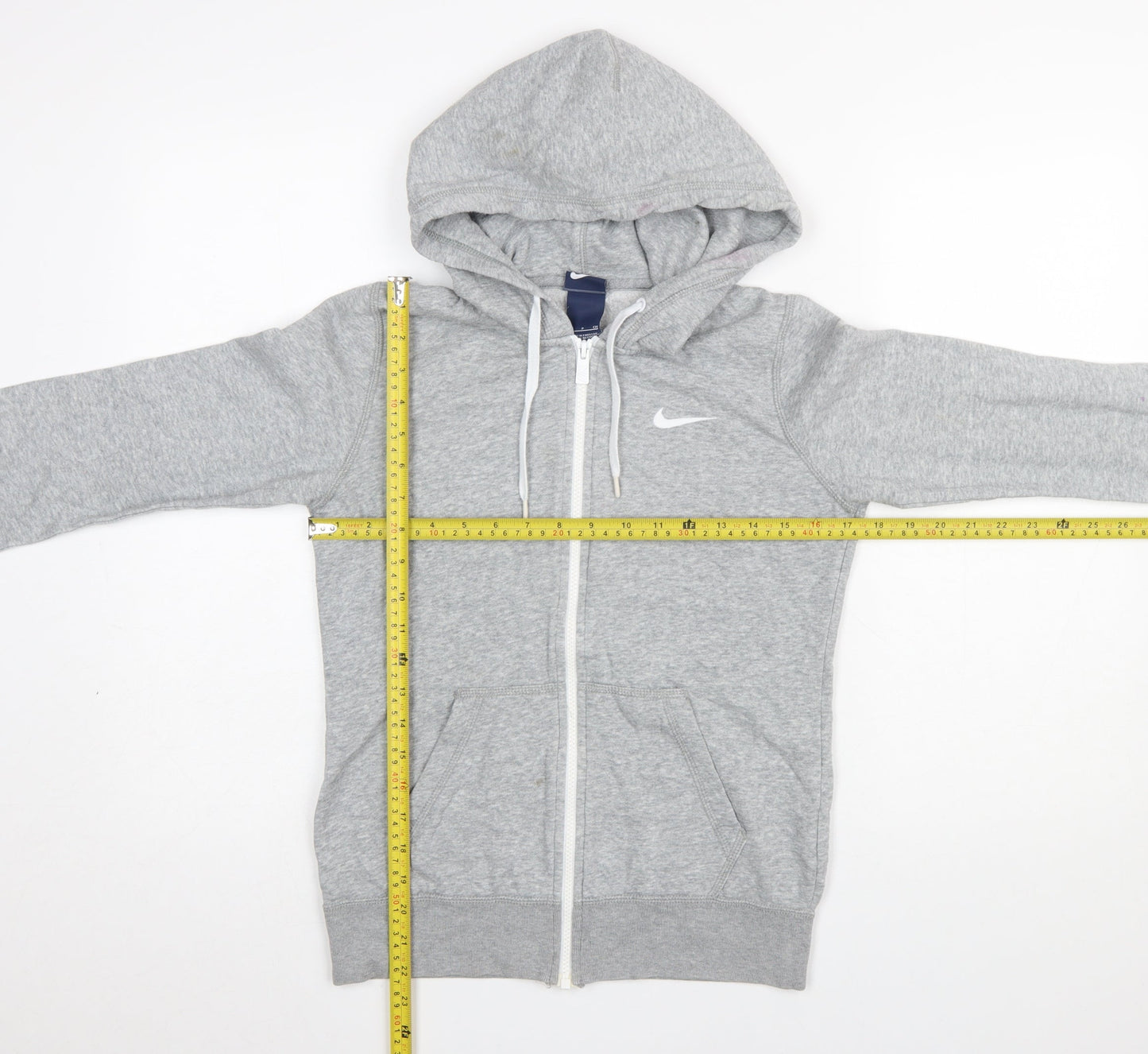 Nike Women's Grey Full Zip Hoodie S Cotton Blend Sportswear