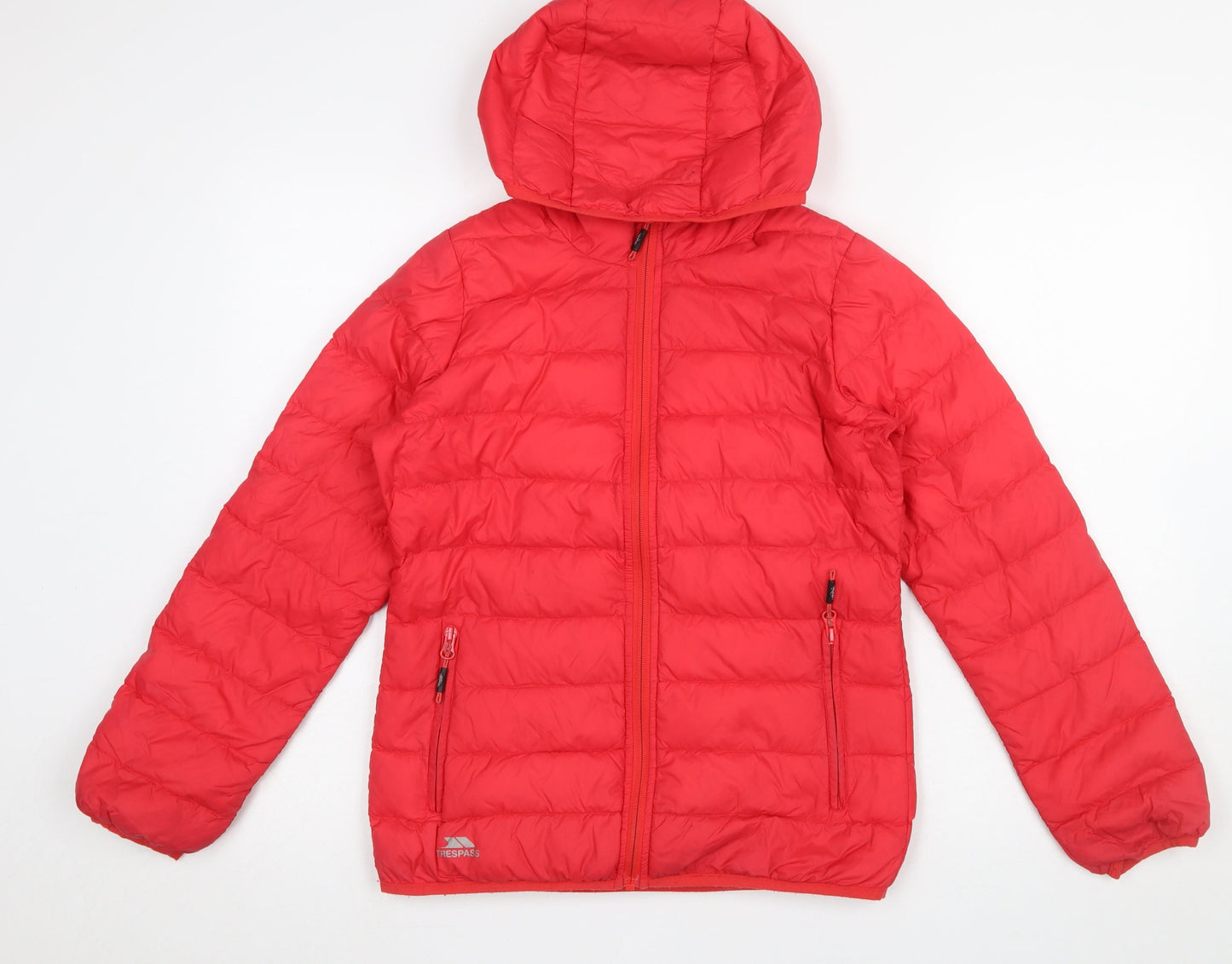 Trespass Womens Red Hooded Puffer Jacket XXS Down Filled Warm Coat