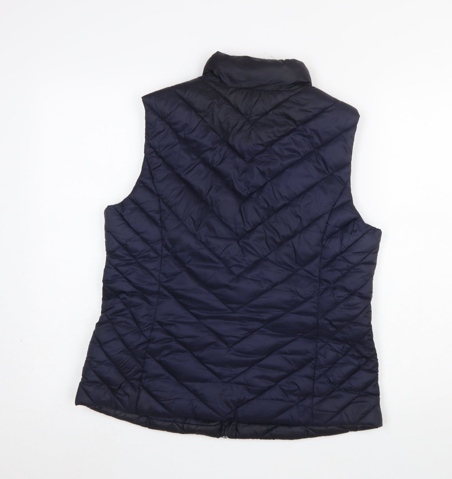 M&Co Womens Navy Blue Quilted Padded Waistcoat Size 12