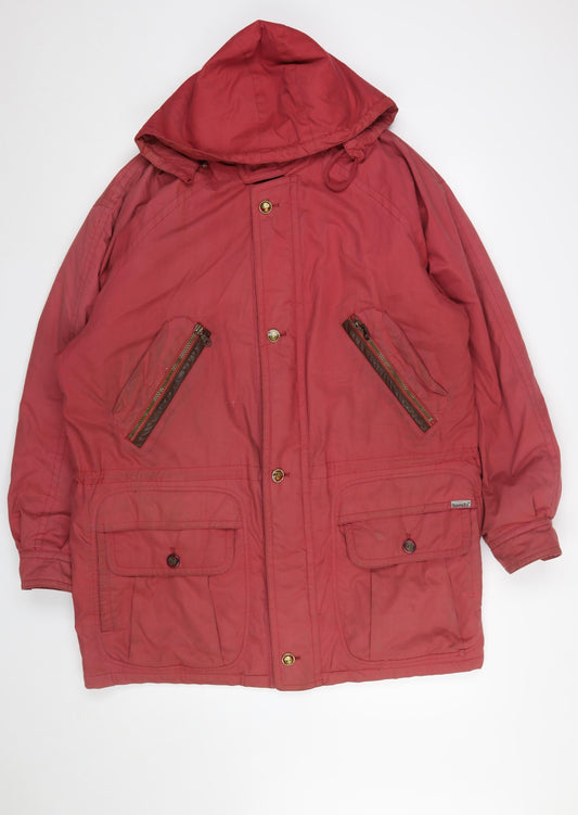 Bush Sportswear Mens Red 42in Hooded Parka Jacket Cotton Blend Waterproof