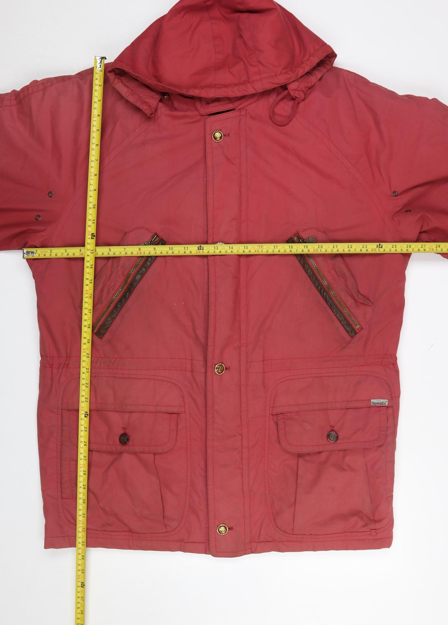 Bush Sportswear Mens Red 42in Hooded Parka Jacket Cotton Blend Waterproof