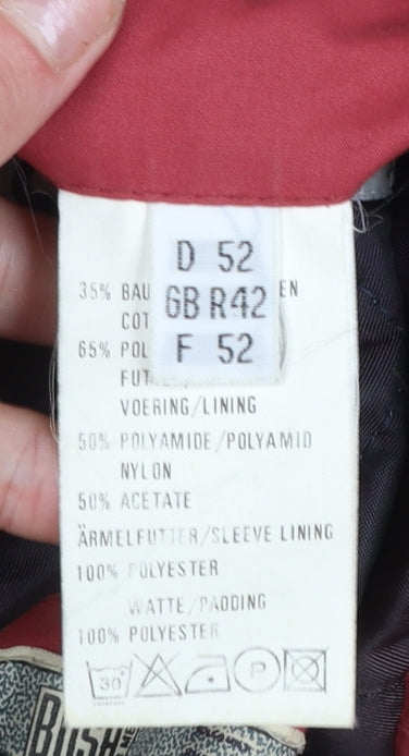 Bush Sportswear Mens Red 42in Hooded Parka Jacket Cotton Blend Waterproof