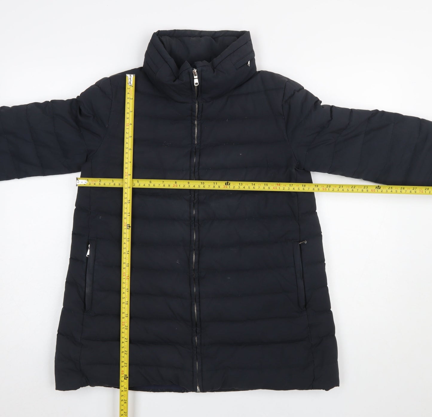 Zara Women Black Down Puffer Jacket Size 10 Mid-Length Winter Coat