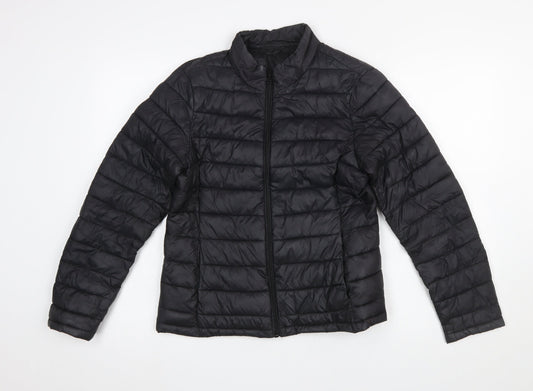 Vila Womens Black Puffer Jacket Size S Lightweight Quilted Zip Coat