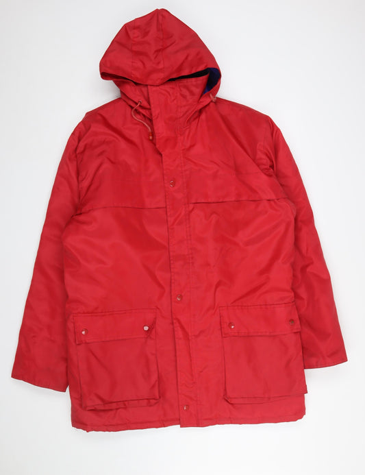 Orient Lines Men’s Red L Hooded Parka Jacket Water Resistant Nylon