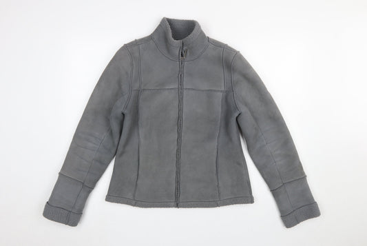 Falmer Womens Grey Size 12 Faux Shearling Lined Zip Jacket
