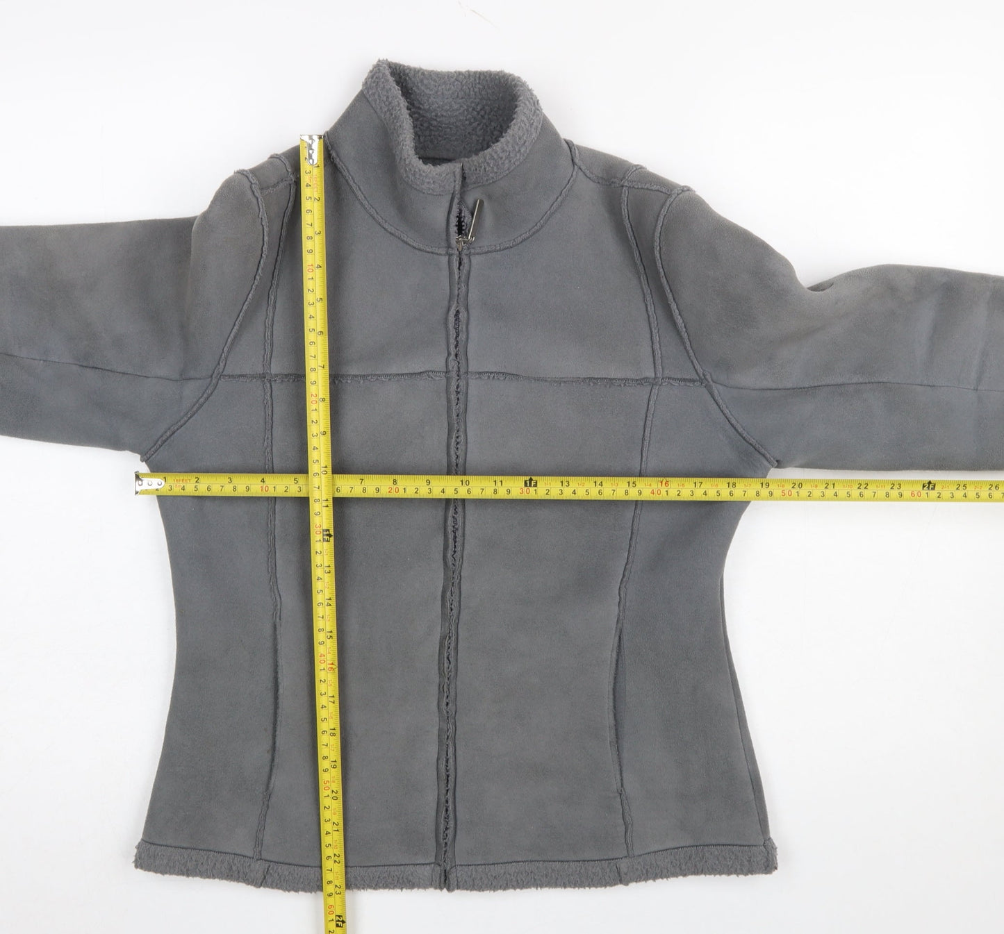 Falmer Womens Grey Size 12 Faux Shearling Lined Zip Jacket
