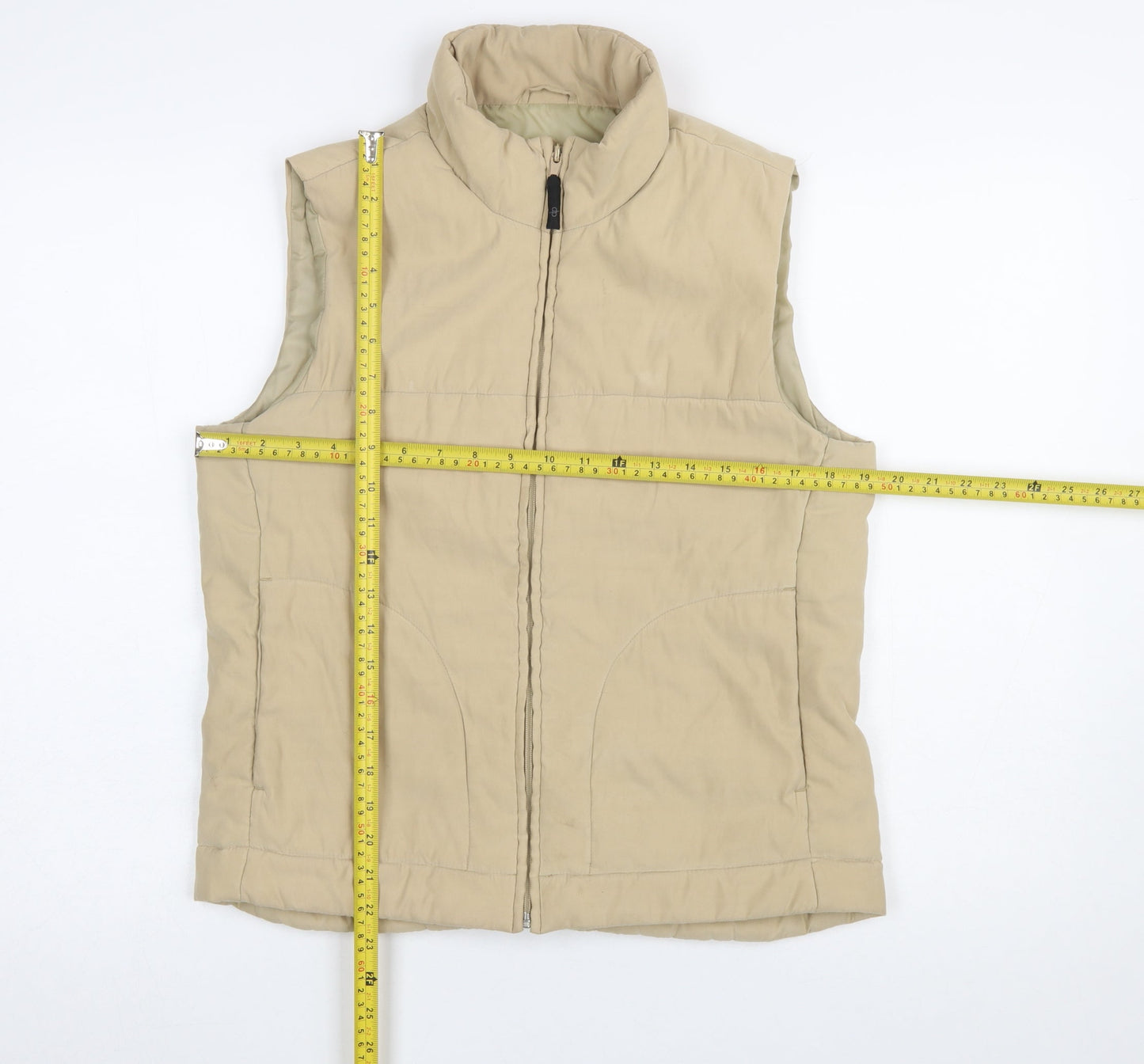Dorothy Perkins Women’s Beige Zip Front Padded Waistcoat UK 12