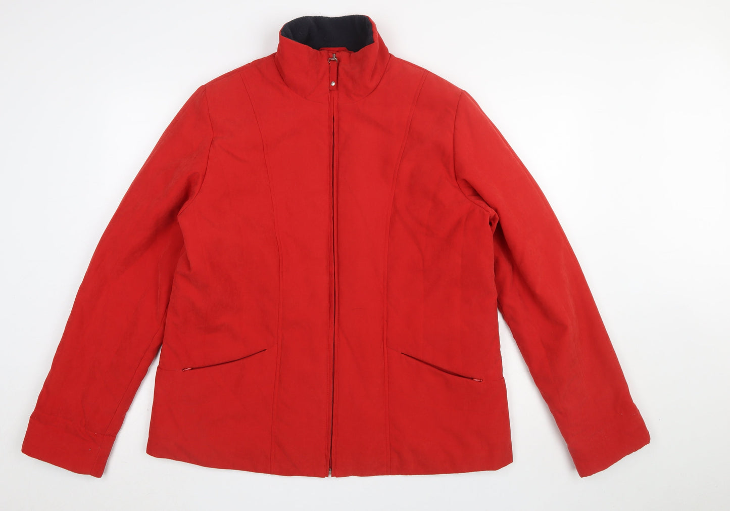 Klass Collection Women Red L Basic Zip Jacket Polyester Blend