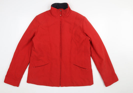 Klass Collection Women Red L Basic Zip Jacket Polyester Blend