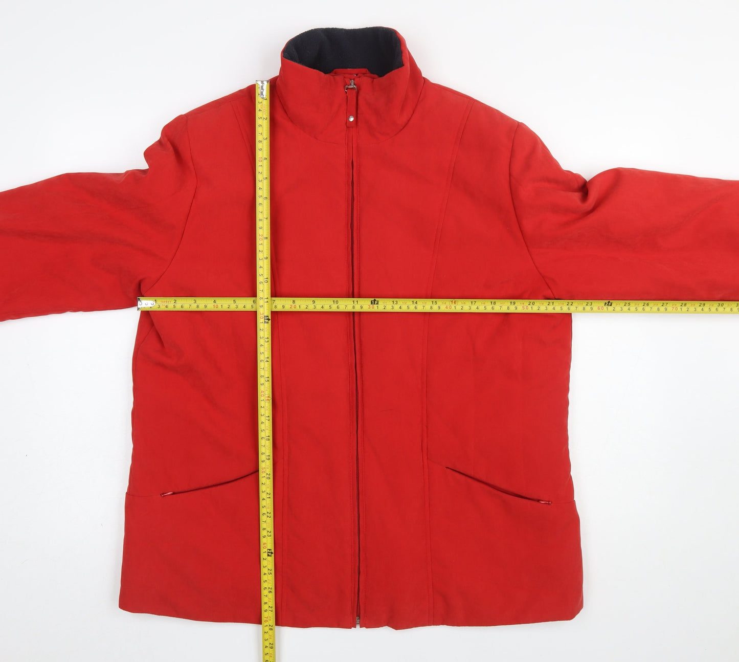Klass Collection Women Red L Basic Zip Jacket Polyester Blend