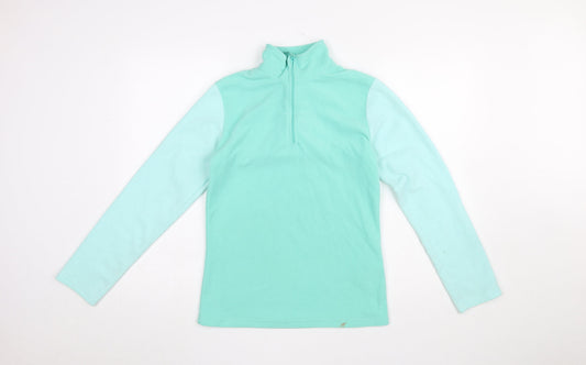 Mountain Warehouse Girls Green Fleece 1/2 Zip Pullover Sweatshirt 13 Years
