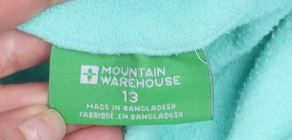 Mountain Warehouse Girls Green Fleece 1/2 Zip Pullover Sweatshirt 13 Years