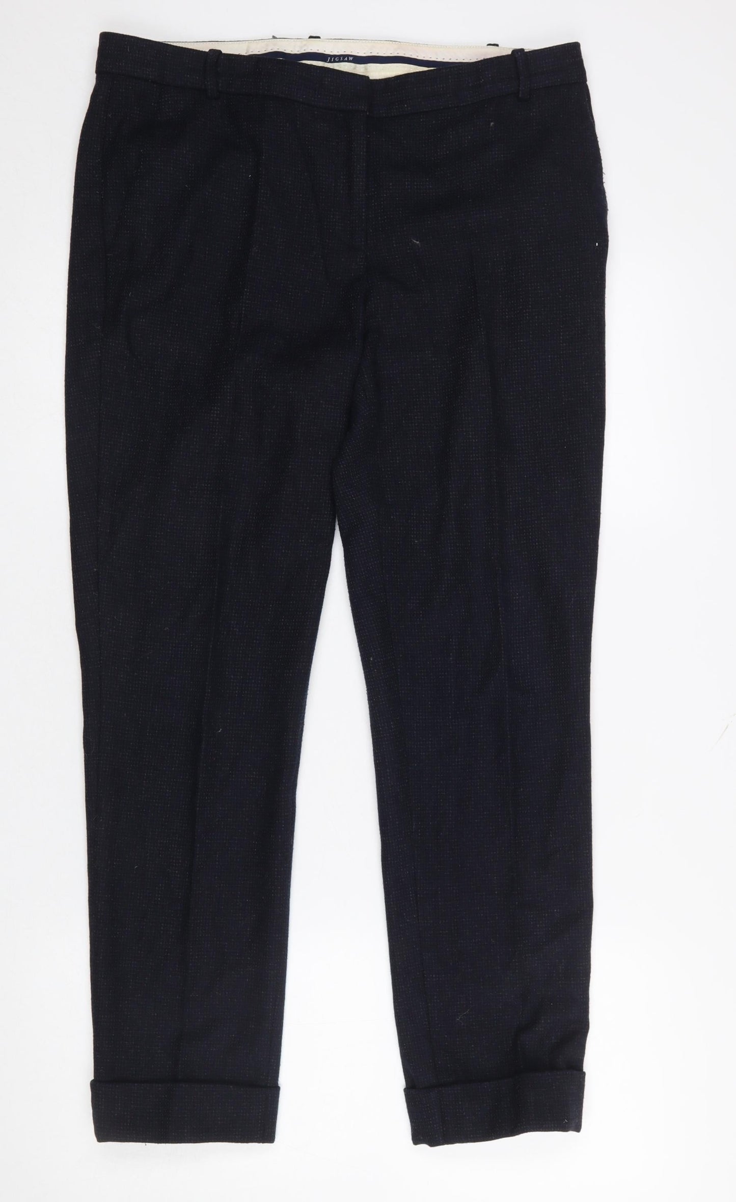 Jigsaw Women's Black Wool Blend Tailored Tapered Trousers UK 12