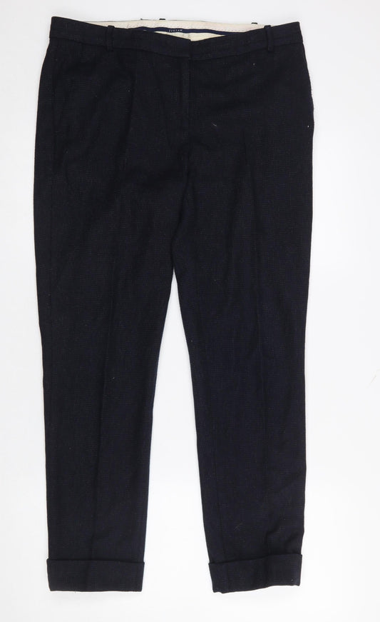 Jigsaw Women's Black Wool Blend Tailored Tapered Trousers UK 12