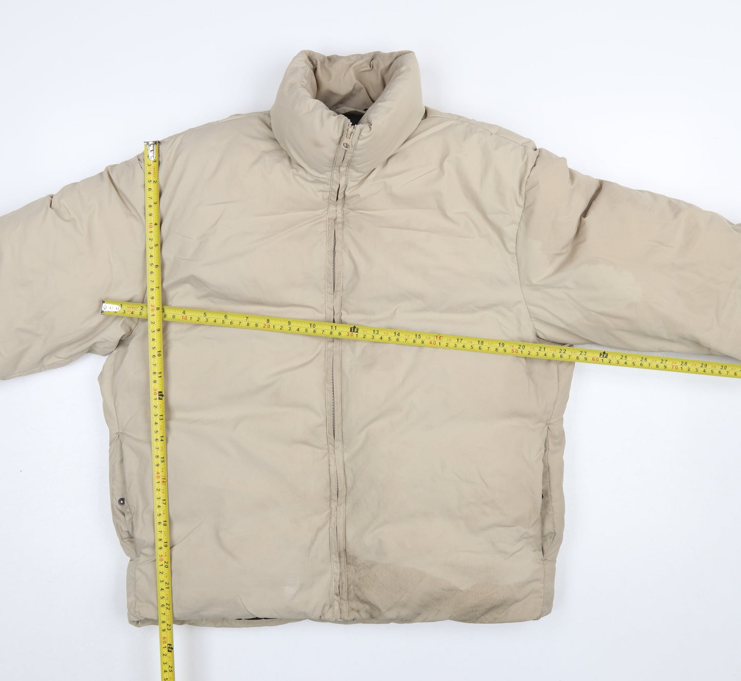 ADPT Women Beige Puffer Jacket S Full Zip Winter Coat