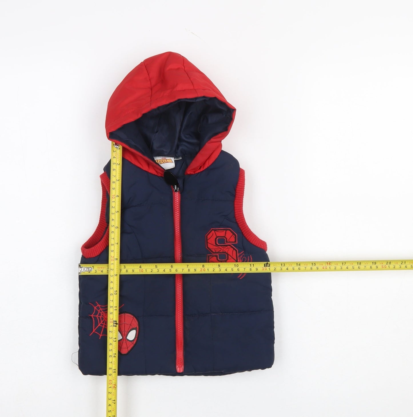 Marvel Spider-Man Boys Blue Red Hooded Padded Bodywarmer 2-3 Years