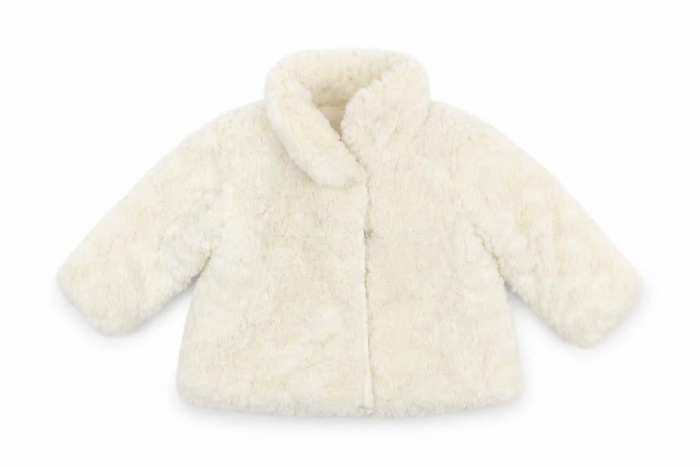 Young Dimension Girls Ivory Faux Fur Lined Winter Coat 6-9 Months