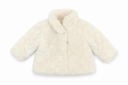Young Dimension Girls Ivory Faux Fur Lined Winter Coat 6-9 Months