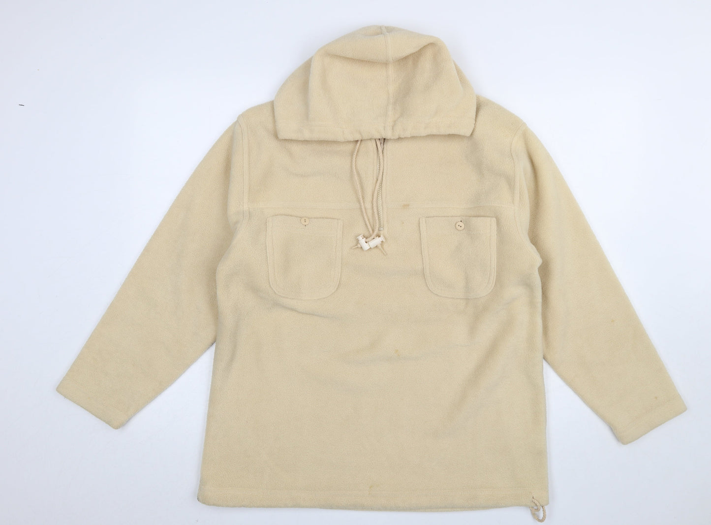 Fabrizio Women Beige Fleece Pullover Hoodie S/M Polyester Warm Winter