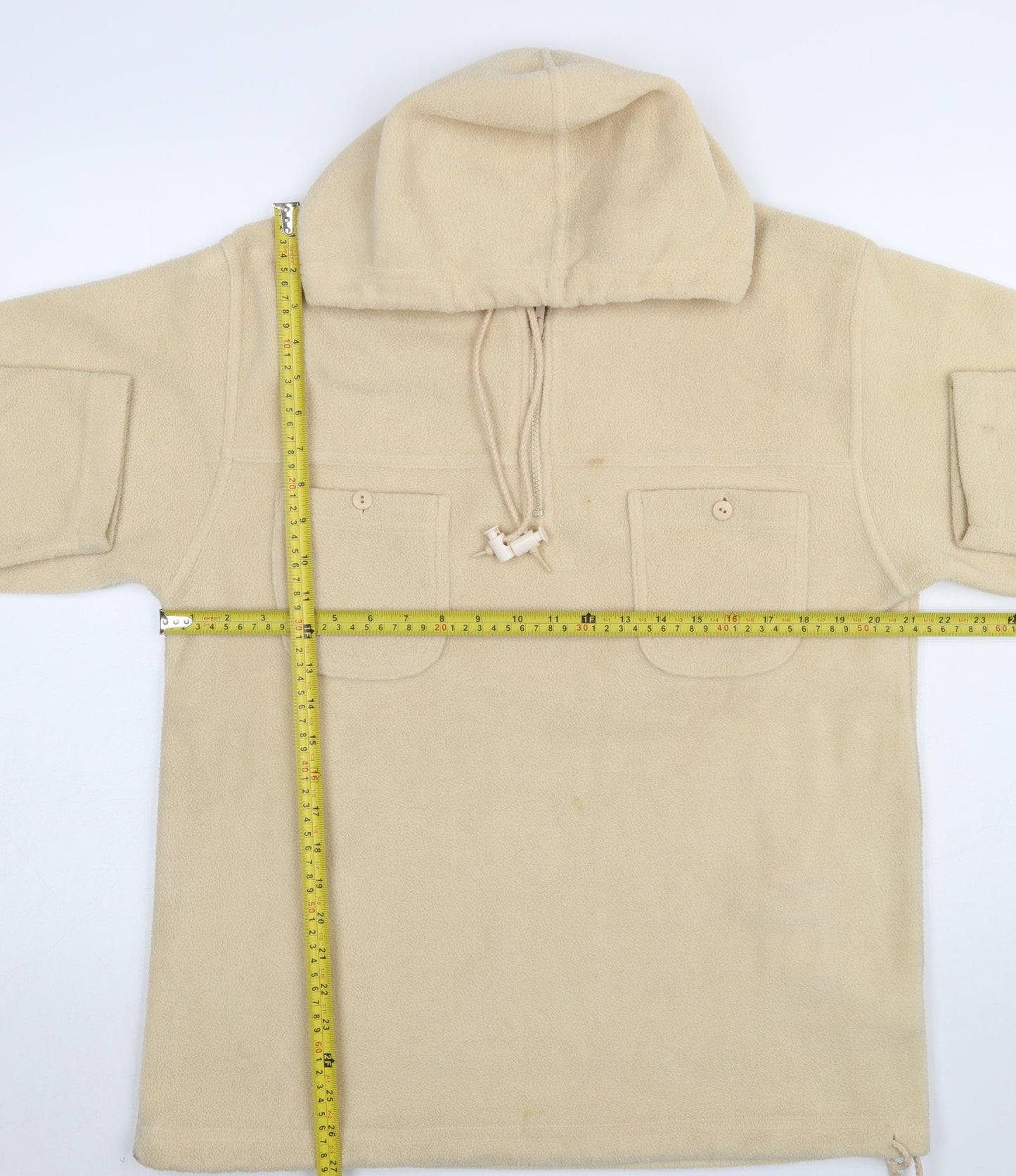 Fabrizio Women Beige Fleece Pullover Hoodie S/M Polyester Warm Winter