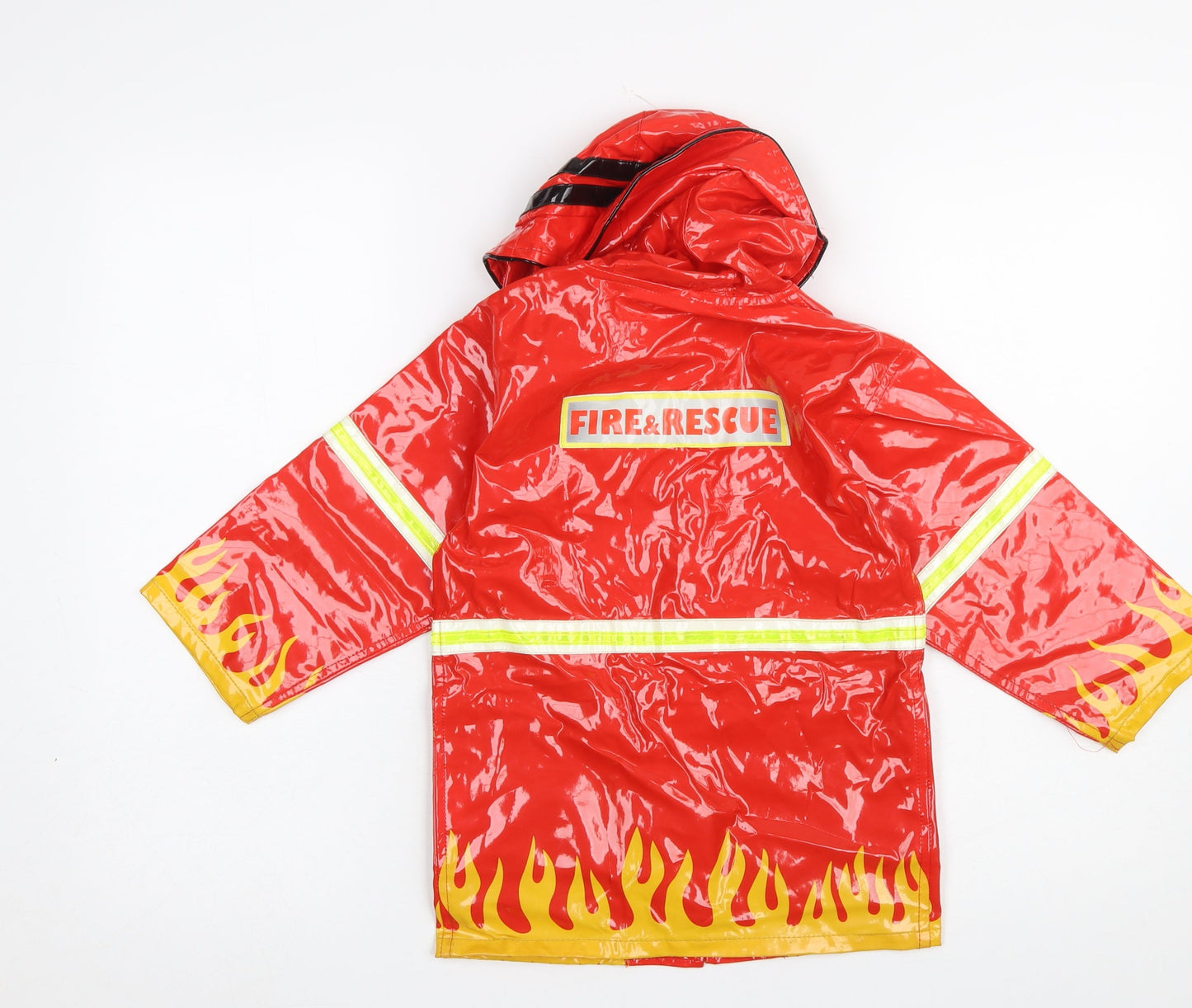 Kidorable Boys Red Firefighter Rain Coat Age 6 Waterproof PVC Hooded Jacket
