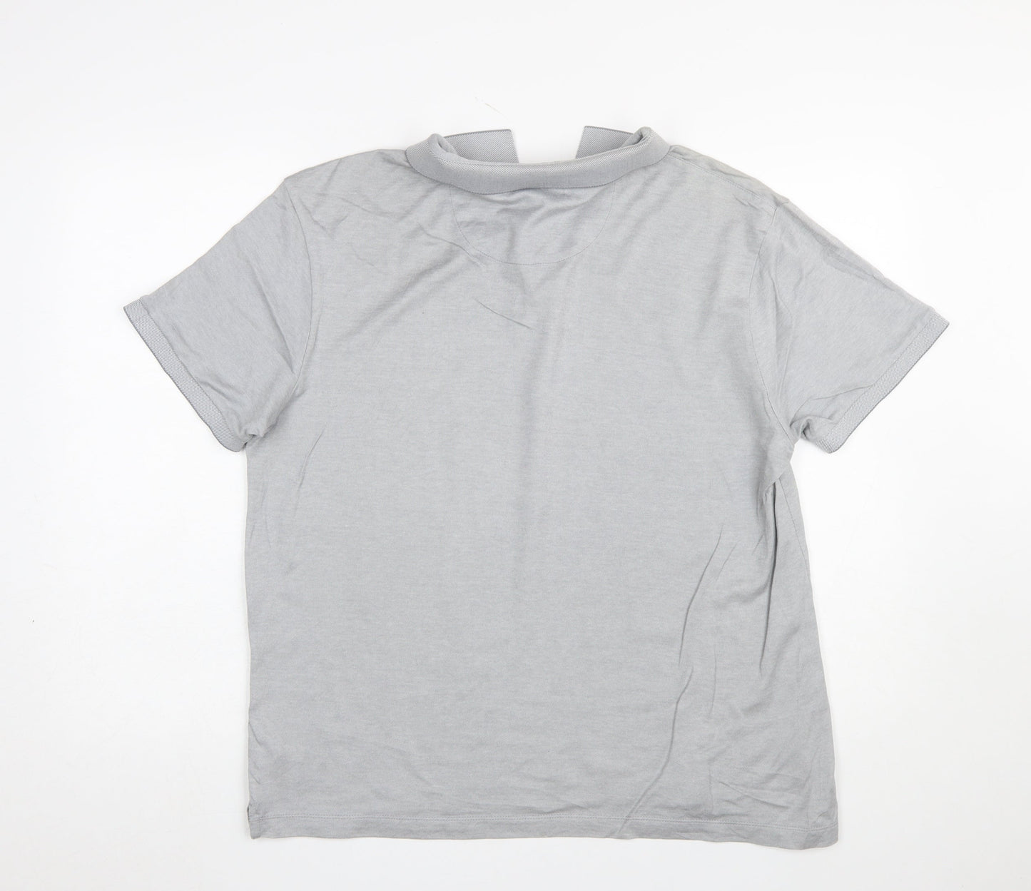 Jasper Conran Mens Grey Cotton Polo Shirt Size L Regular Fit