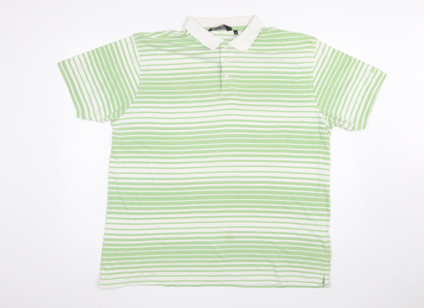 Golf Co Men’s Green Striped Cotton Polo Shirt XL