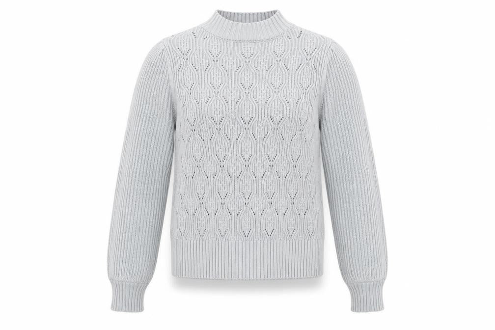 Next Women Grey Mock Neck Open Knit Jumper Size 10